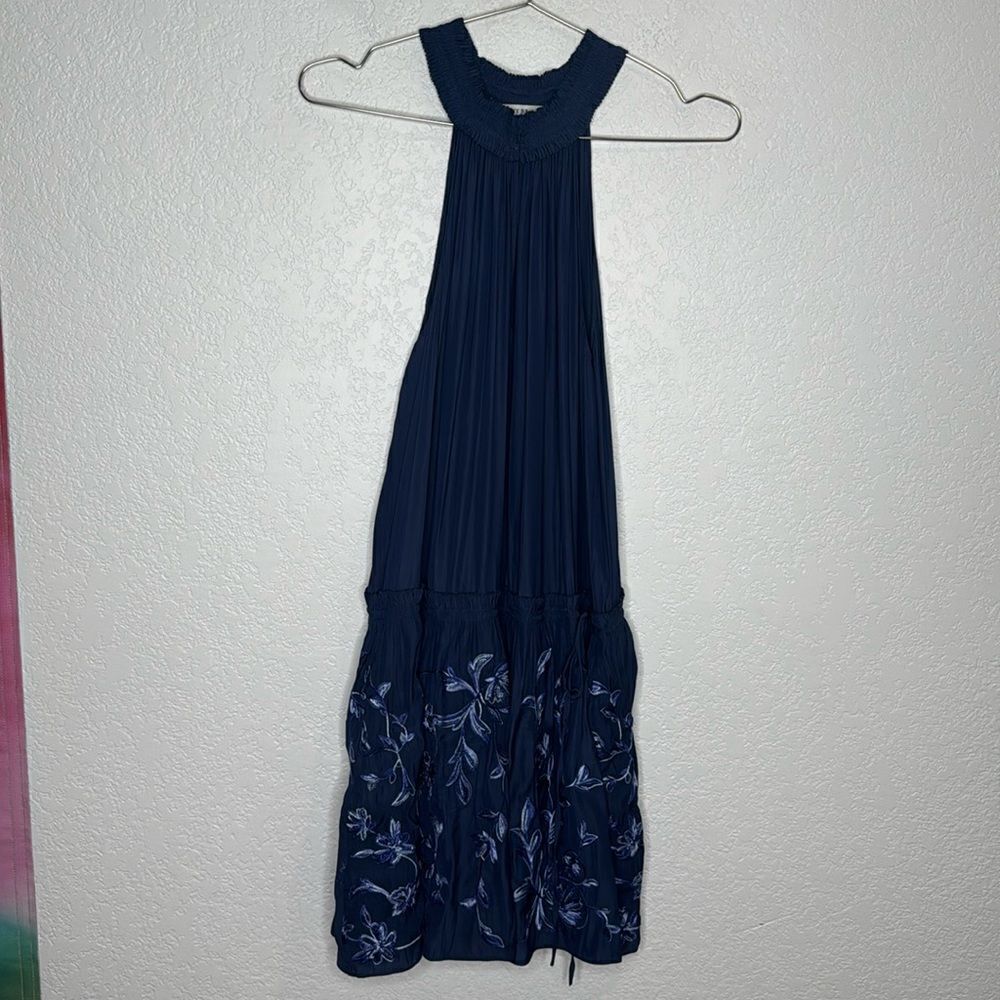 NWT RAMY BROOK Marcel Floral Mini Dress Navy Embroidered Medium - Picture 2 of 14